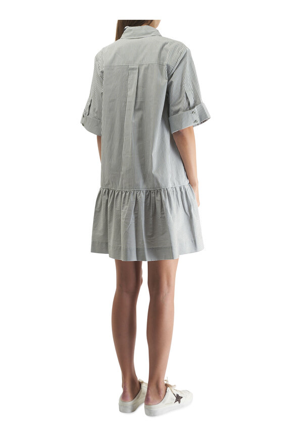 Jonathan Simkhai - Cris Green Stripe Short Sleeve Dress