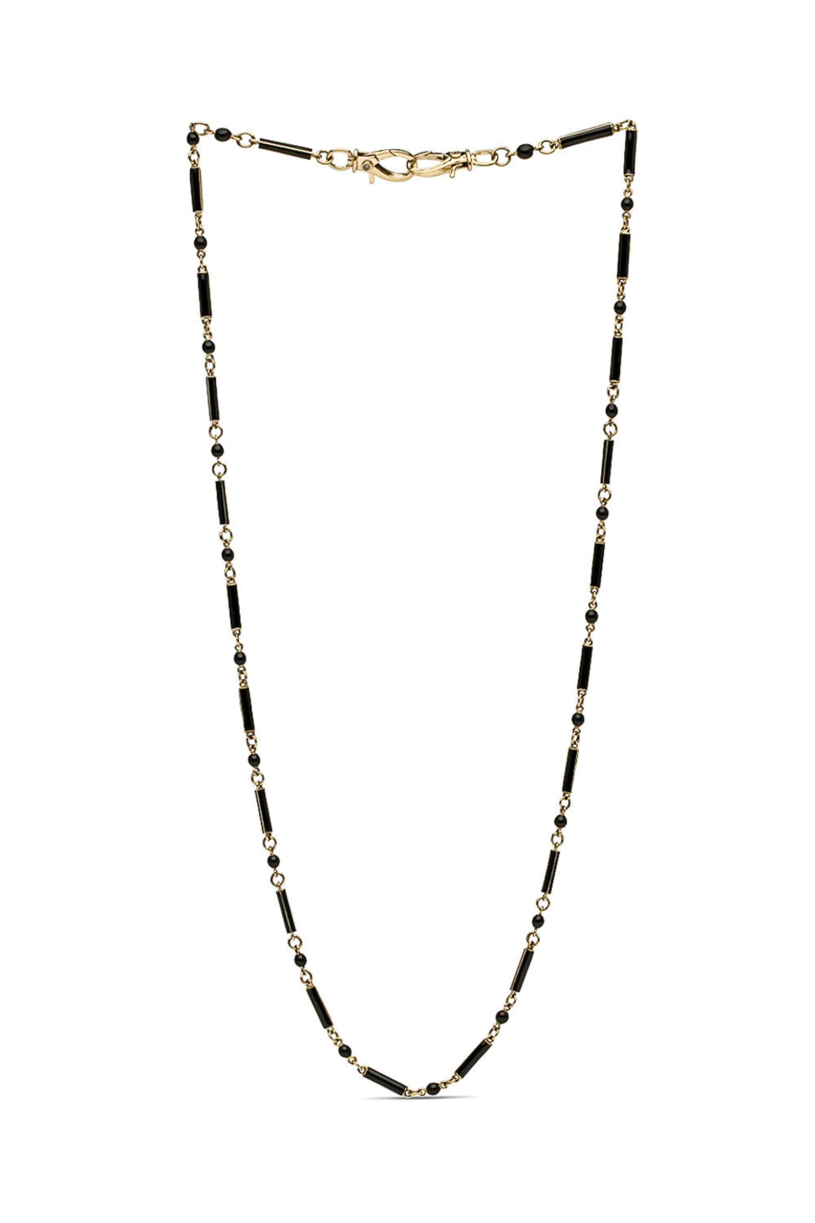The Woods Fine Jewelry - Black Enamel and Diamond Long Chain Link Necklace
