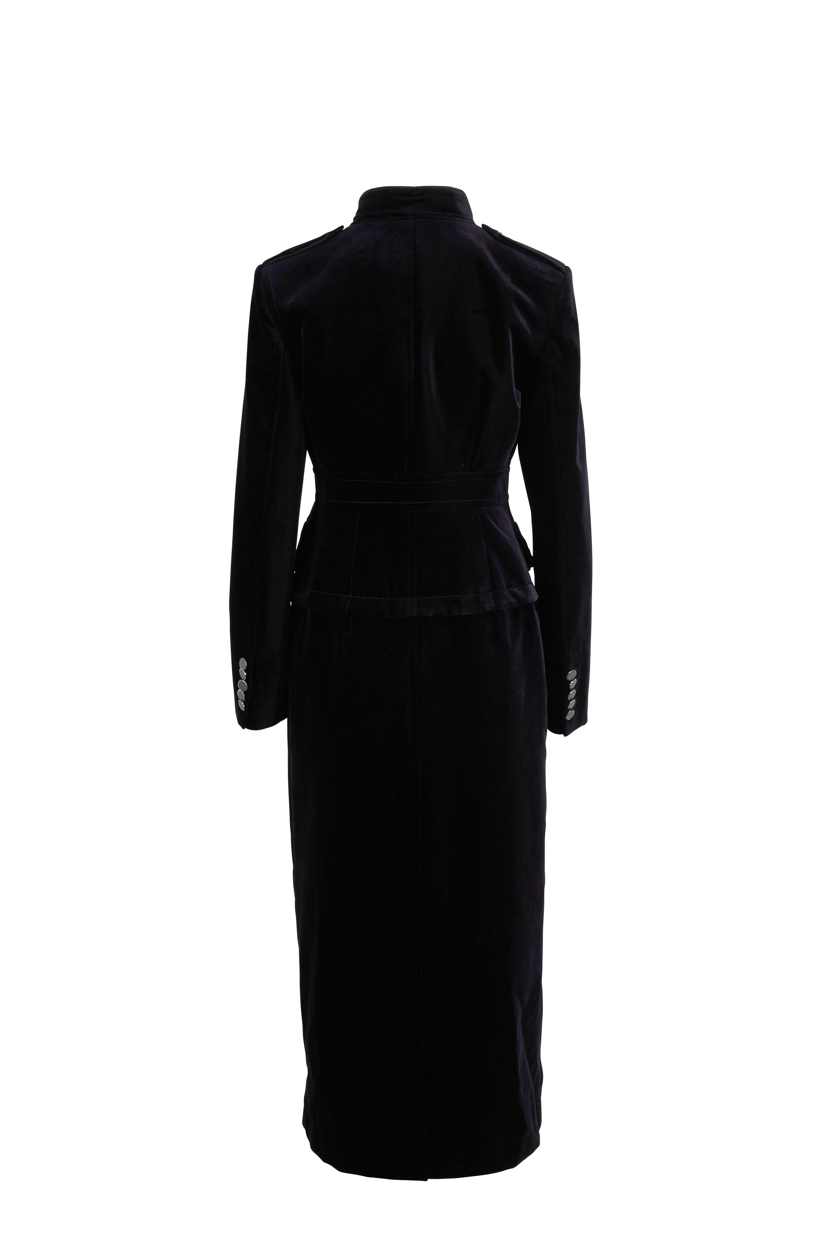 Tom Ford - Black Velvet Long Button Front Coat