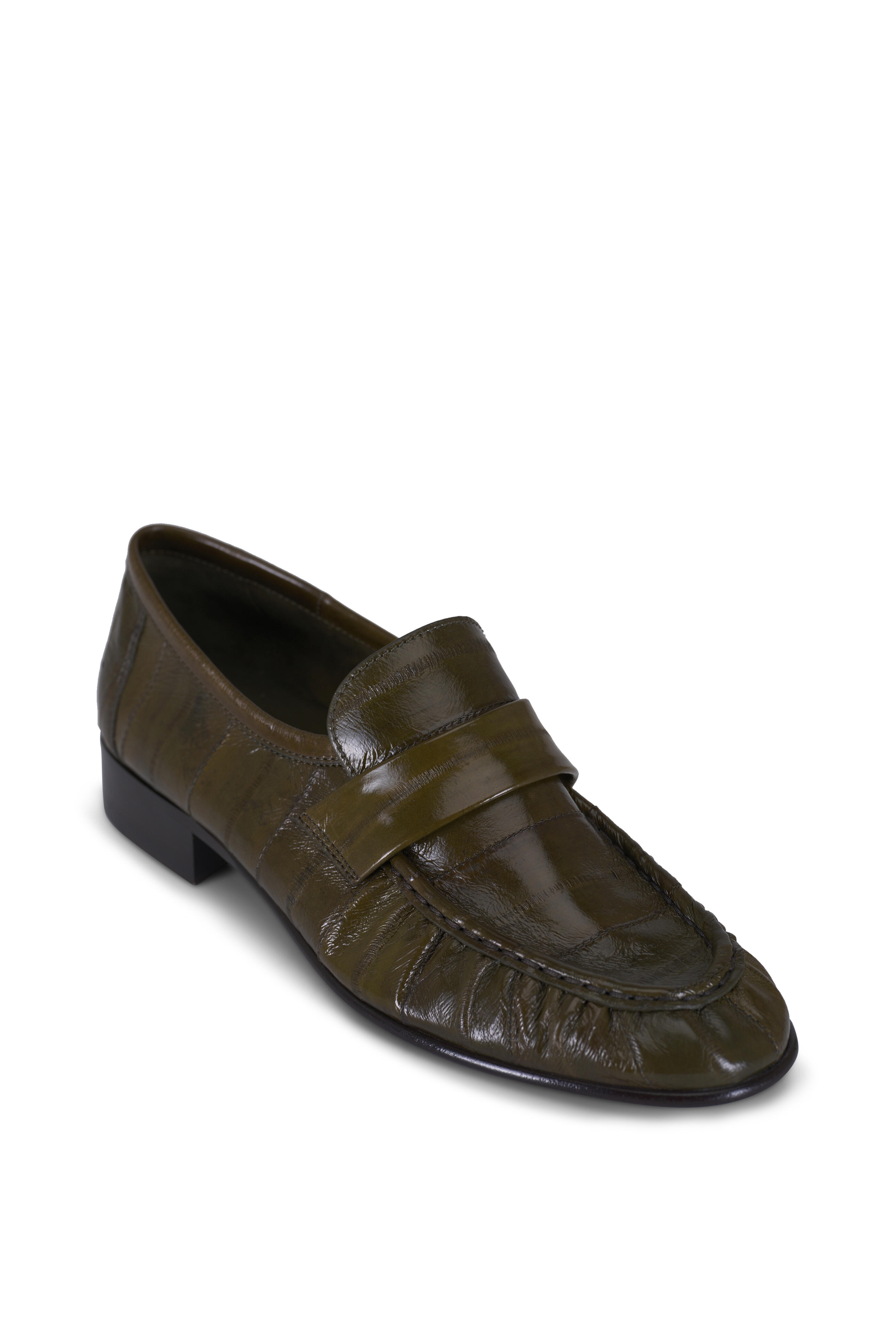 The Row - Olive Leather Soft Loafer