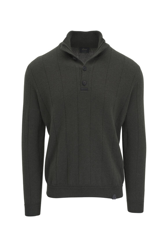 Brioni - Dark Green Cashmere Mockneck Pullover 