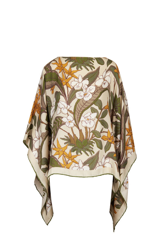 Rani Arabella Floral Olive Printed Poncho - view 1