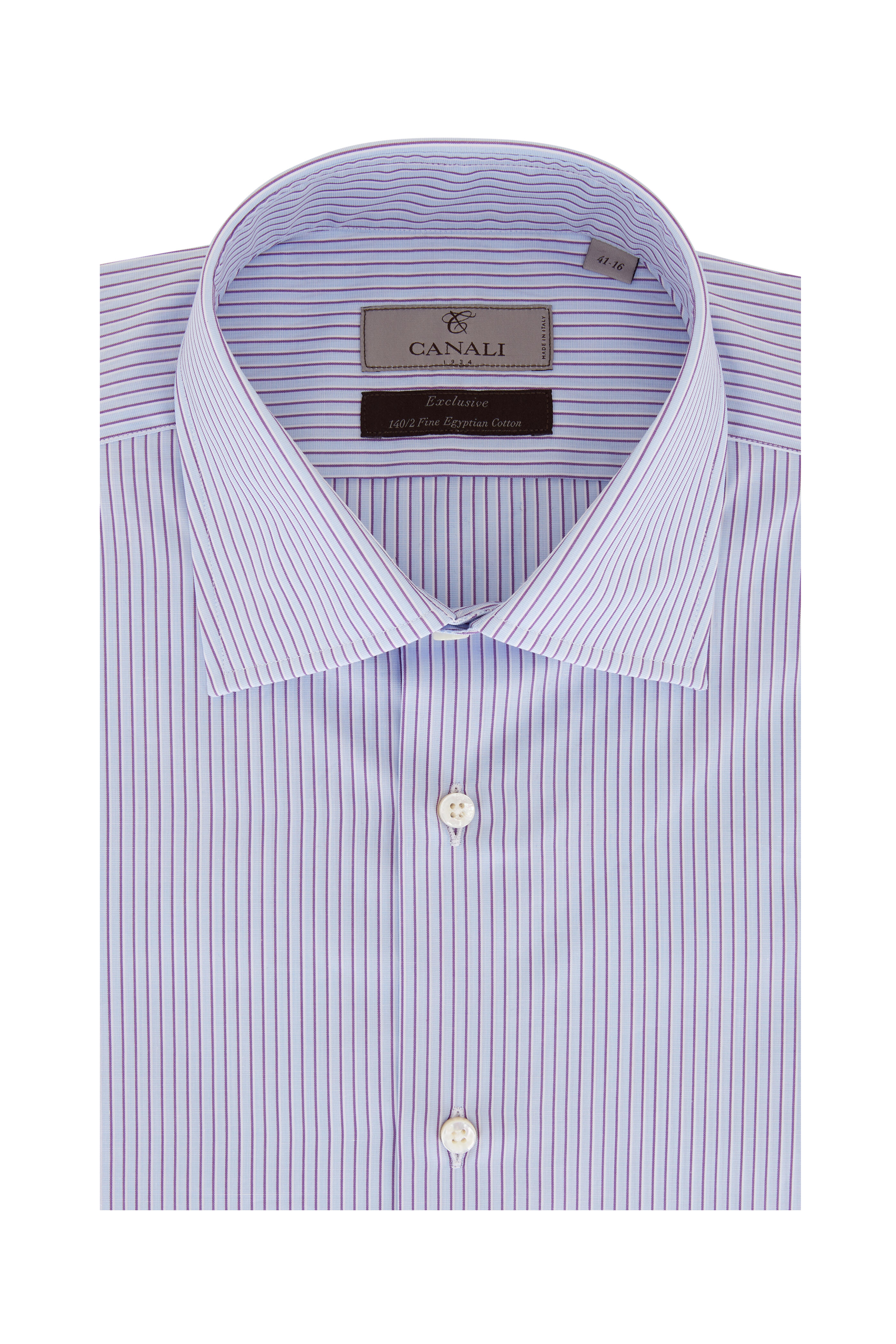 Canali Long Sleeve Button Up Dress Shirt Striped selling Purple Size 17