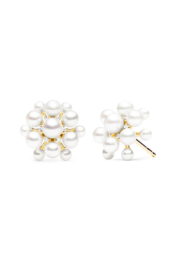 Paul Morelli 18k Yellow Gold Pearl orbit Studs - view 1