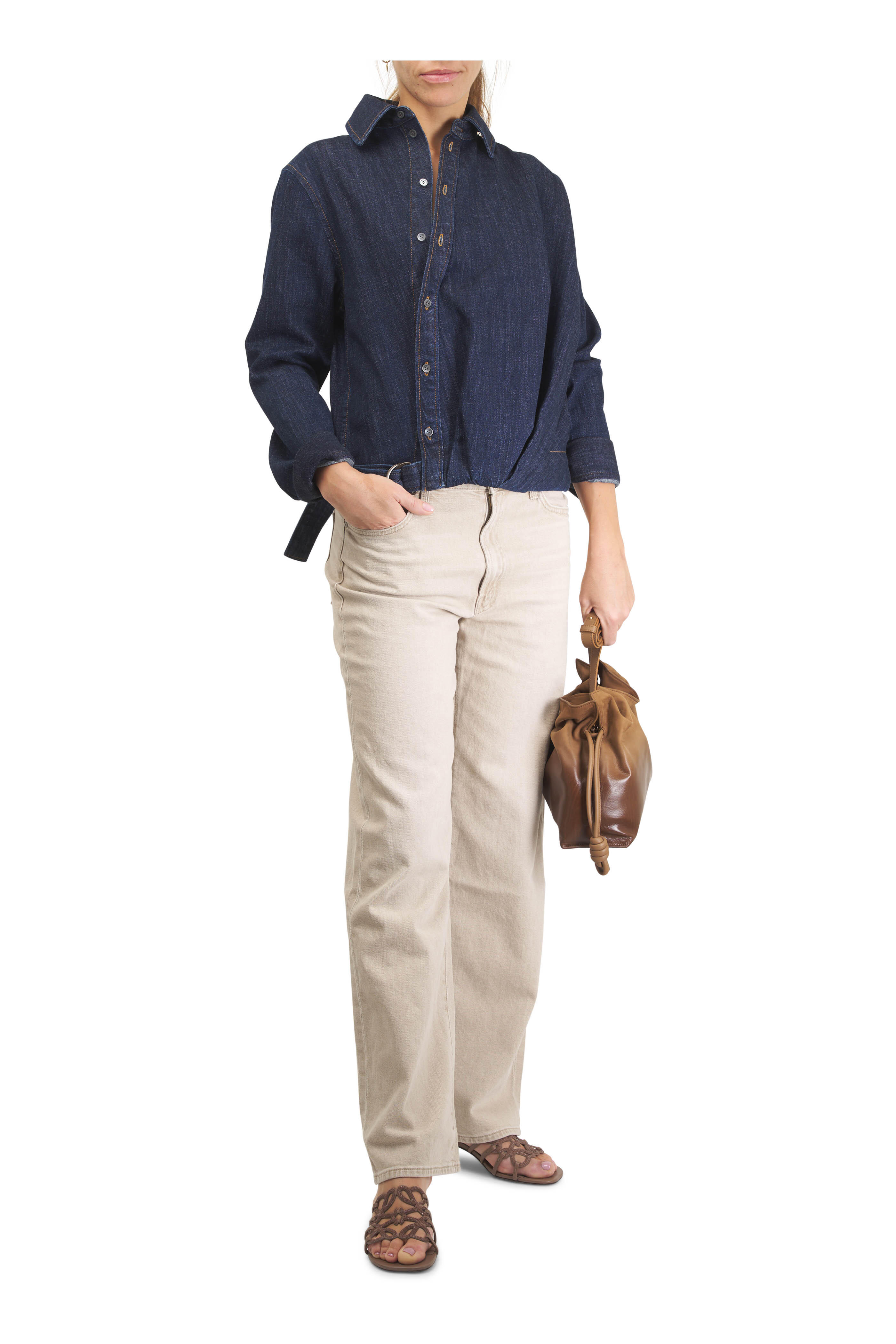 Loewe - Medium Flamenco Mocha Leather Clutch