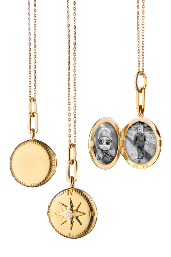Monica Rich Kosann 18k Yellow Gold Petite Compass Locket Necklace - view 1