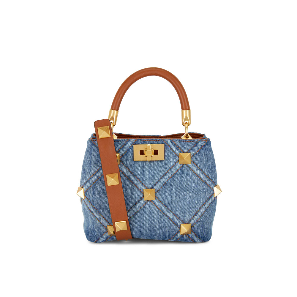 Valentino Garavani - Light Denim Stud Small Top Handle Bag