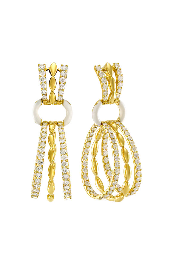 Etho Maria 18k Yellow Gold Diamond & Enamel Earring