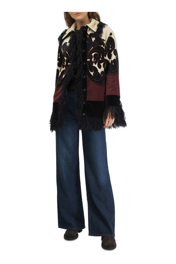 La Double J - Bonanza Neutral Floral Print Fringed Jacket