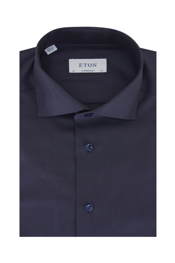 Eton Navy Blue Pin Dot Dress Shirt