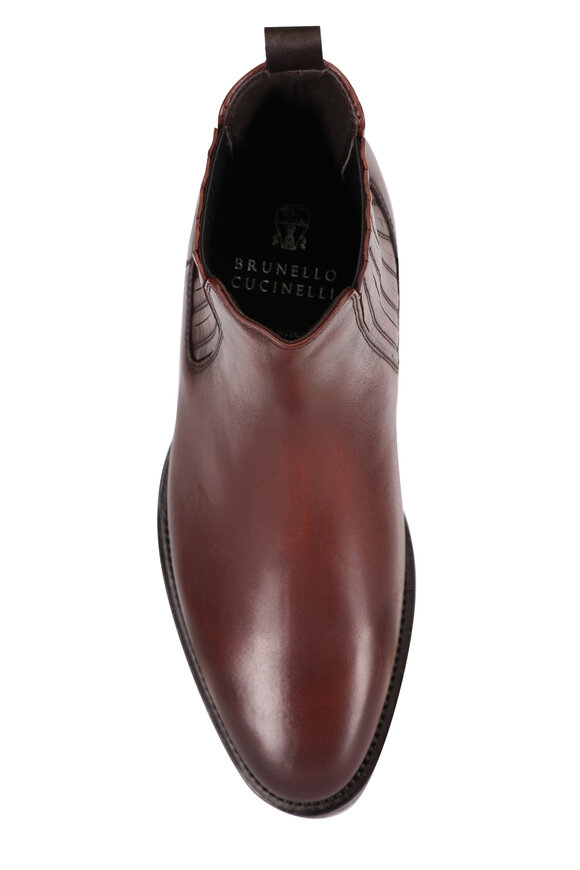 Brunello Cucinelli Copper Leather Chealsea Boot - view 3