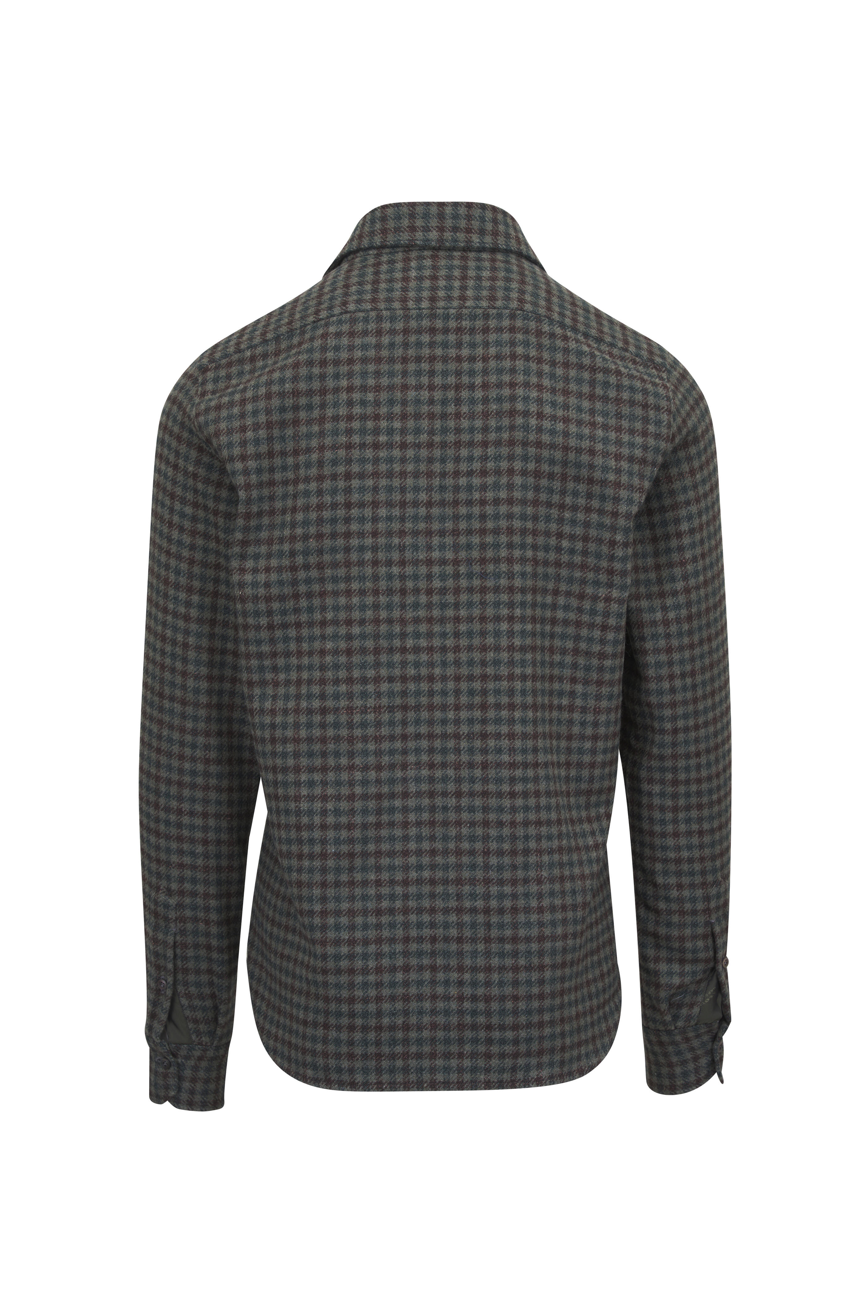 Kiton - Olive, Brown & Teal Houndstooth Overshirt