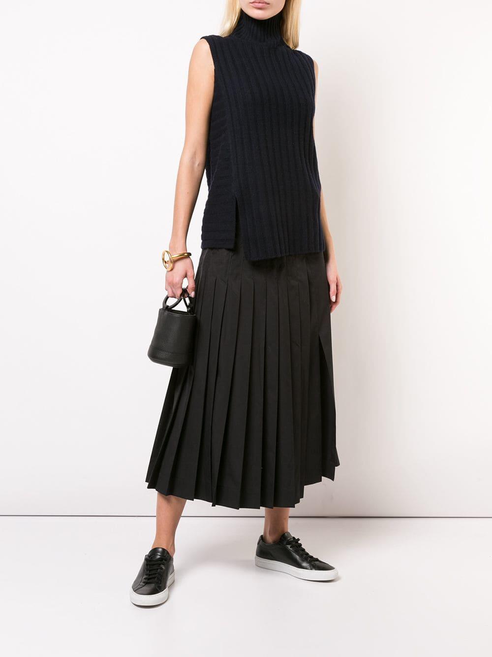Vince - Coastal Blue Mixed Rib Sleeveless Turtleneck