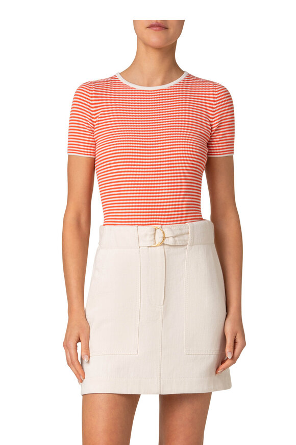 Akris Punto - Sailor Cream & Orange Stripe Wool Knit T-Shirt