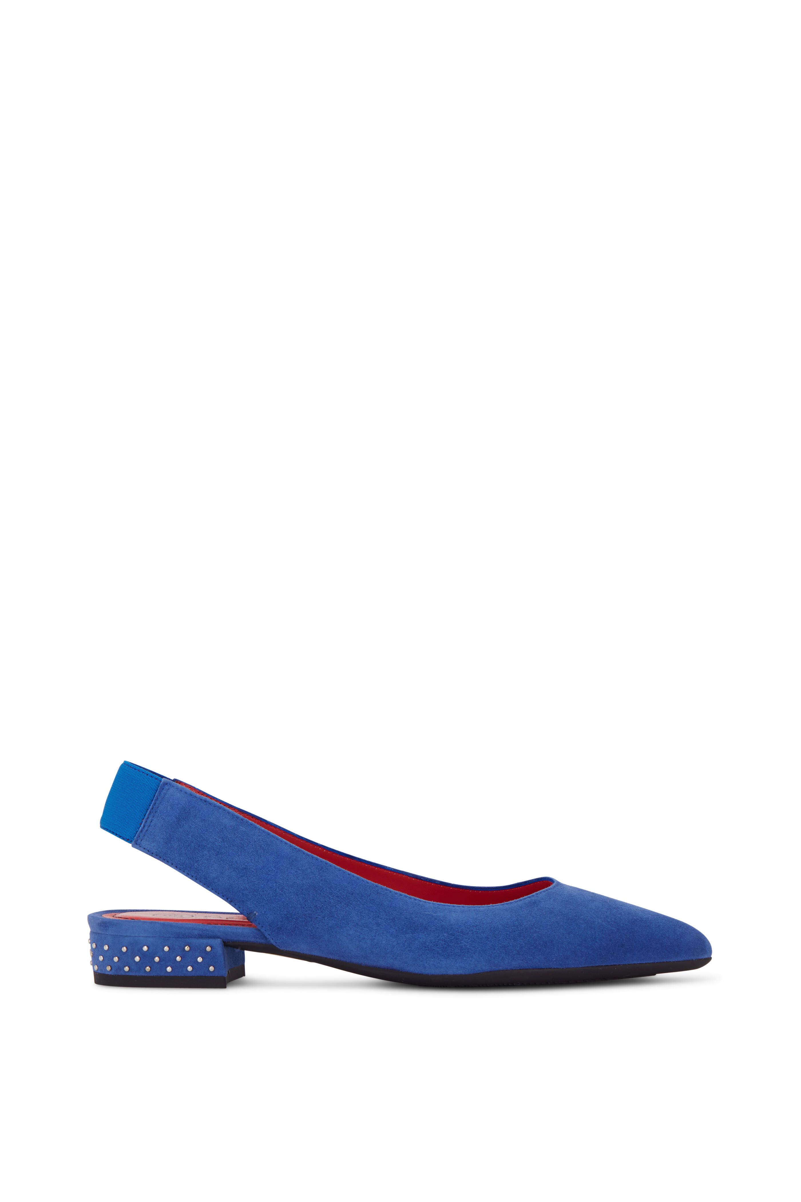 Pas de Rouge - Janet Denim Blue Suede Studded Slingback, 25mm