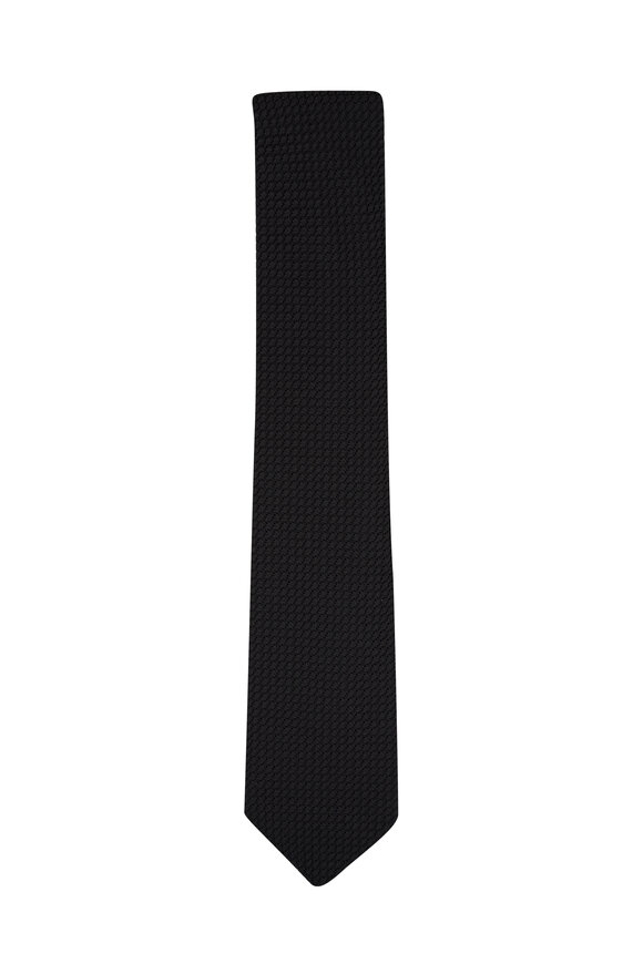 Robert Jensen Black Grenadine Silk Necktie