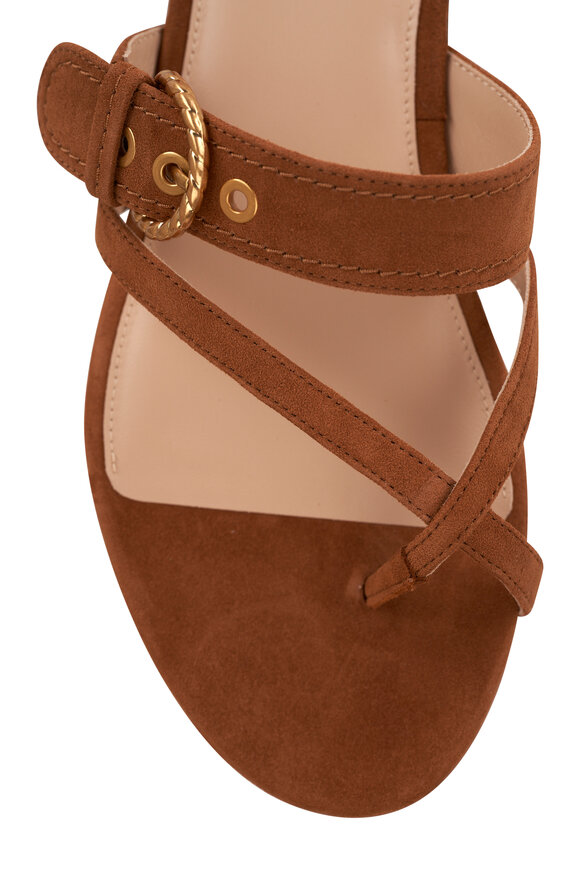 Veronica Beard - Salva Suede Caramel Criss-Cross Flat Sandal 