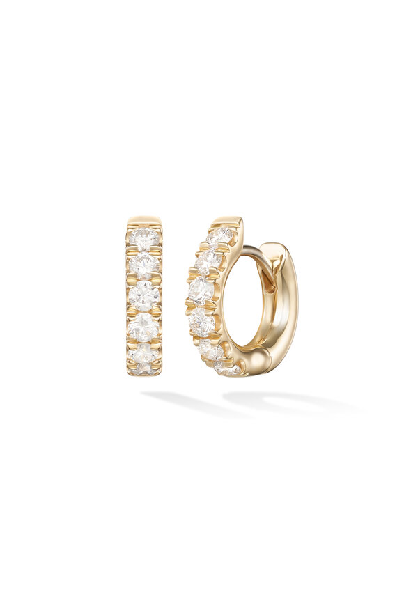 Melissa Kaye 18k Yellow Gold Clara Diamond Hoop Small