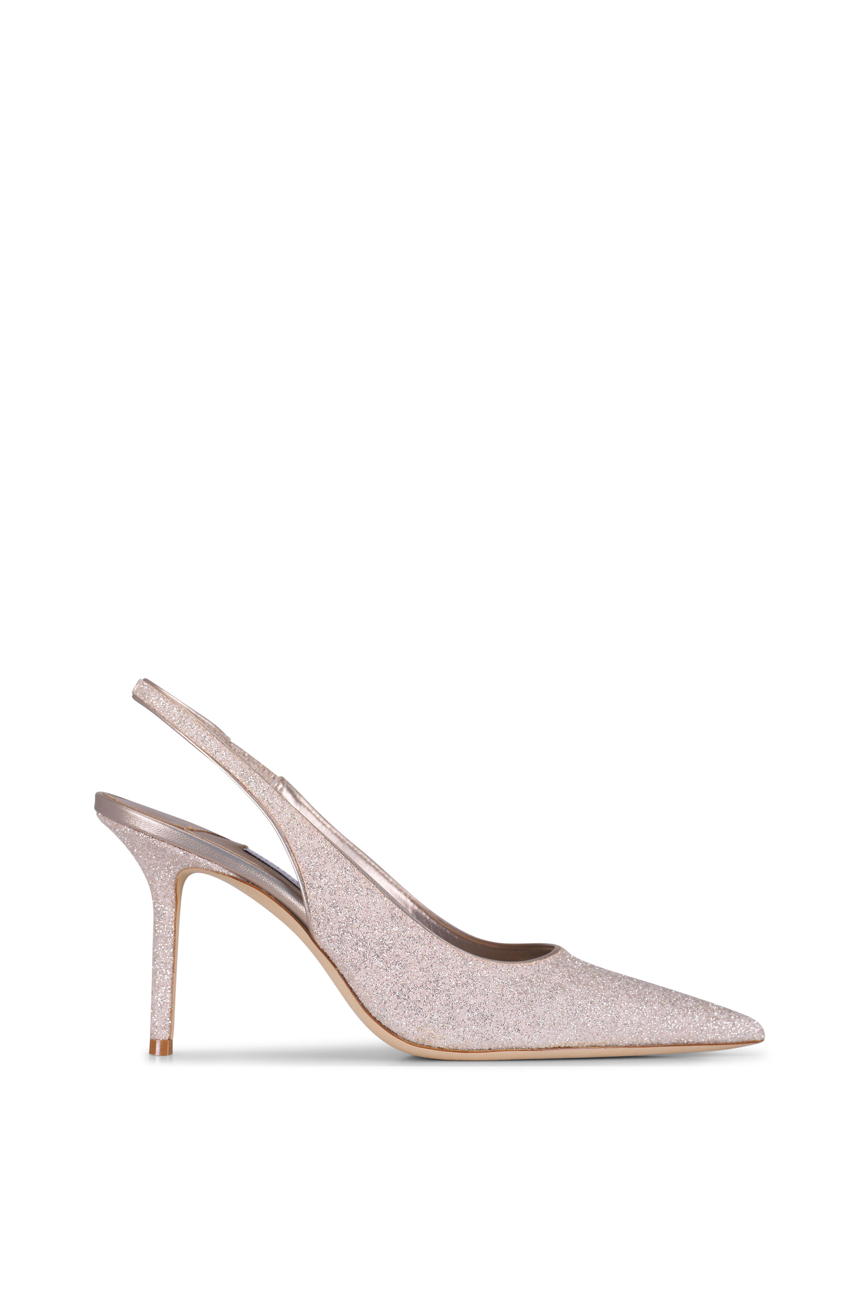 Jimmy Choo - Love Light Soft Gold Glitter Slingback, 85mm