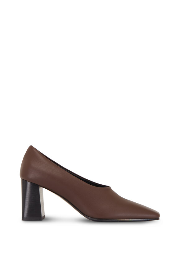 The Row - Tan Calf Leather Square Loafer Pump, 75mm