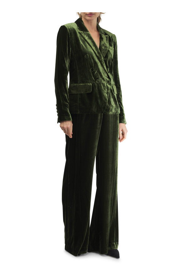 L'Agence - Kenzie Deep Olive Velvet Blazer