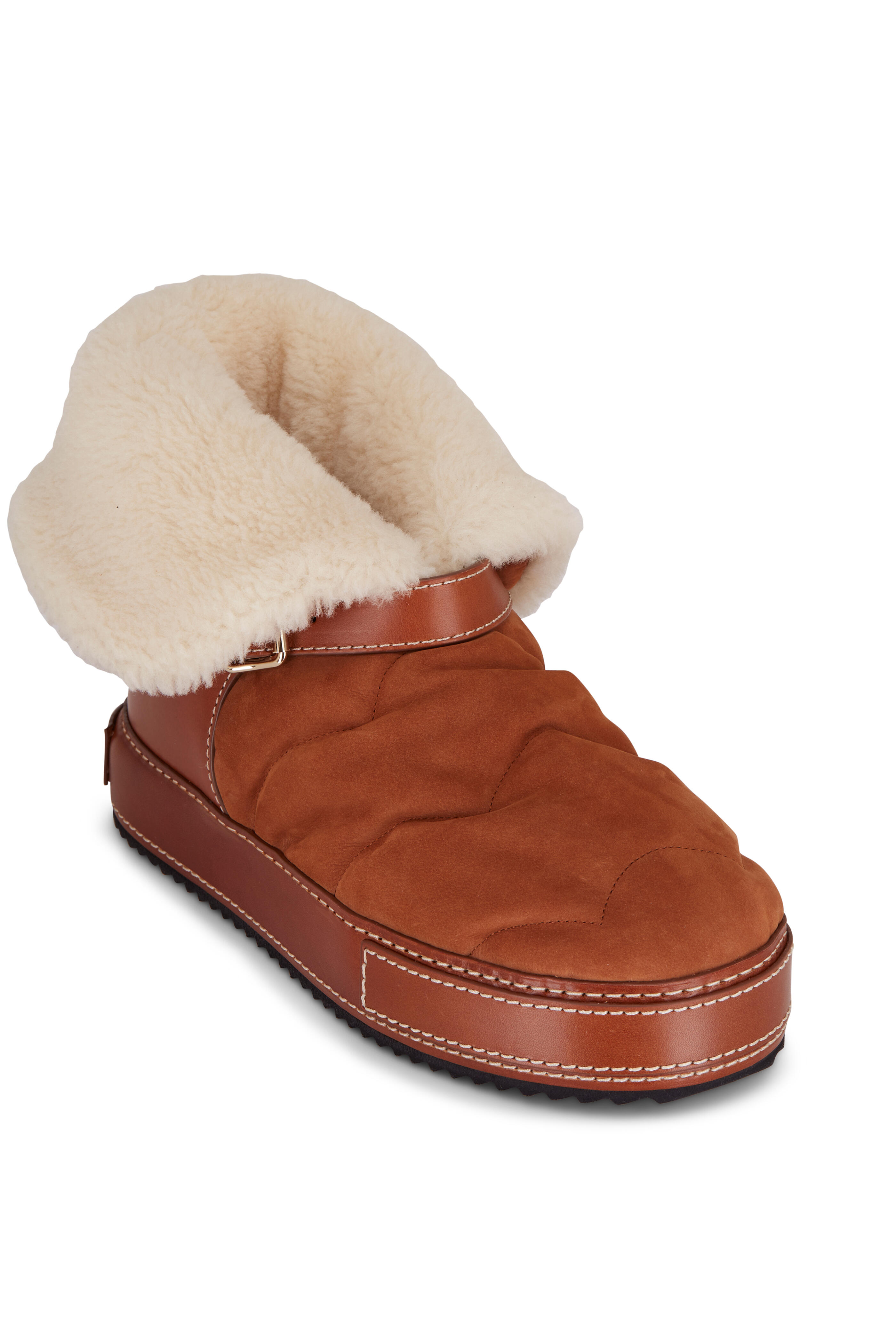 Chloé - Maxie Tan Suede Genuine Shearling Bootie