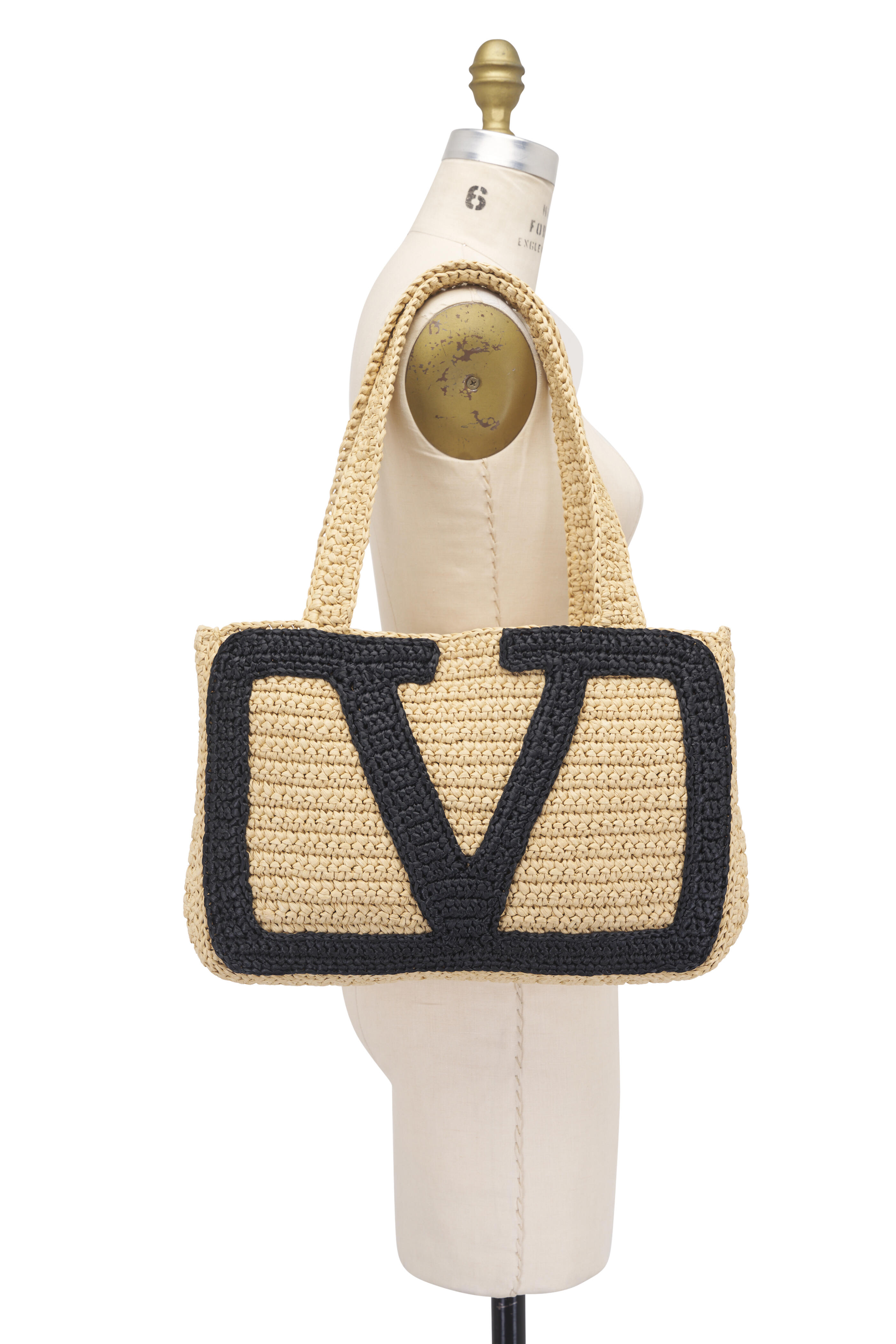 ★VALENTINO★GARAVANI VIVA SUPERSTAR シンセティックラフィア Valentino Garavani Viva Superstar Small Shopping Bag in