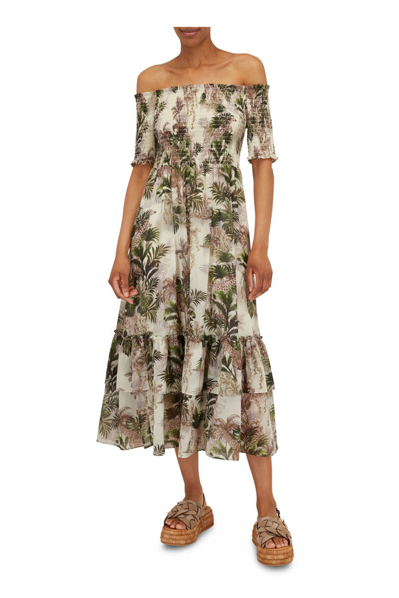 L'Agence - Oriel Antique White Vintage Safari Midi Dress