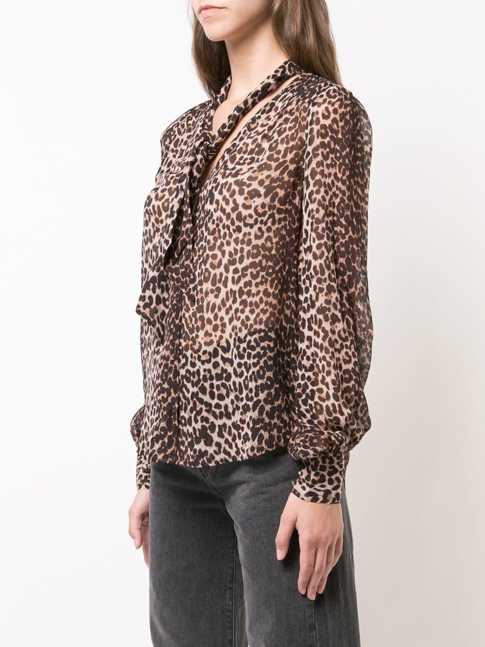 Paige - Cleobella Brown & Tan Silk Leopard Printed Blouse