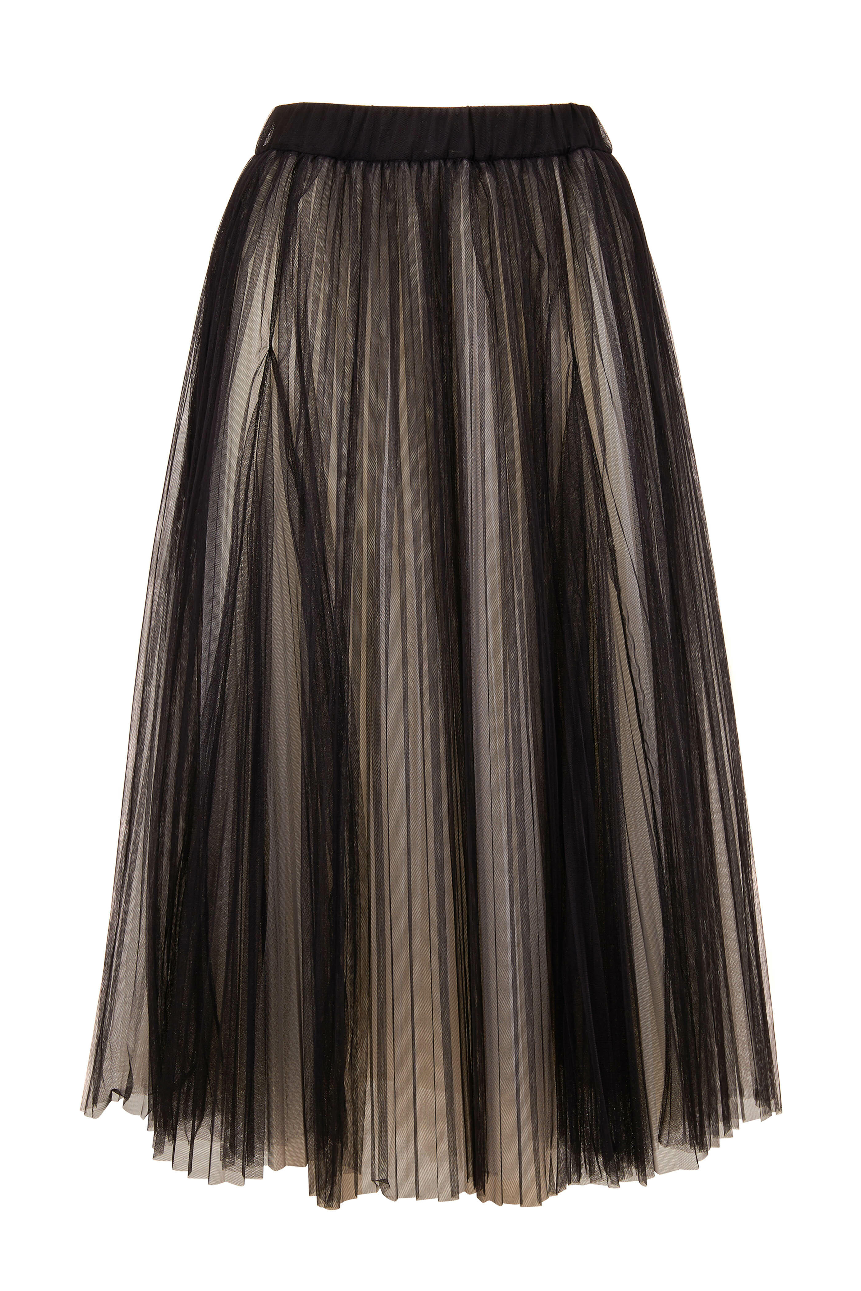 Brunello Cucinelli - Black Tulle & White Underlay Long Skirt