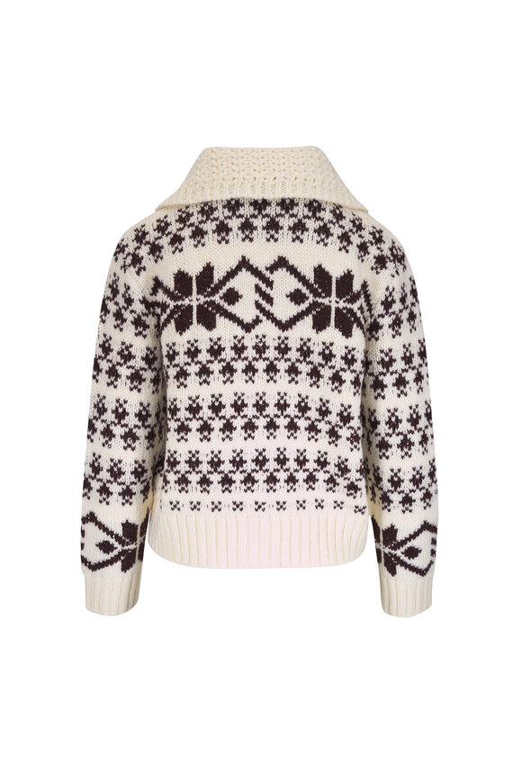 Moncler Nordic Ivory & Brown Paillette Full Zip Cardigan - view 2