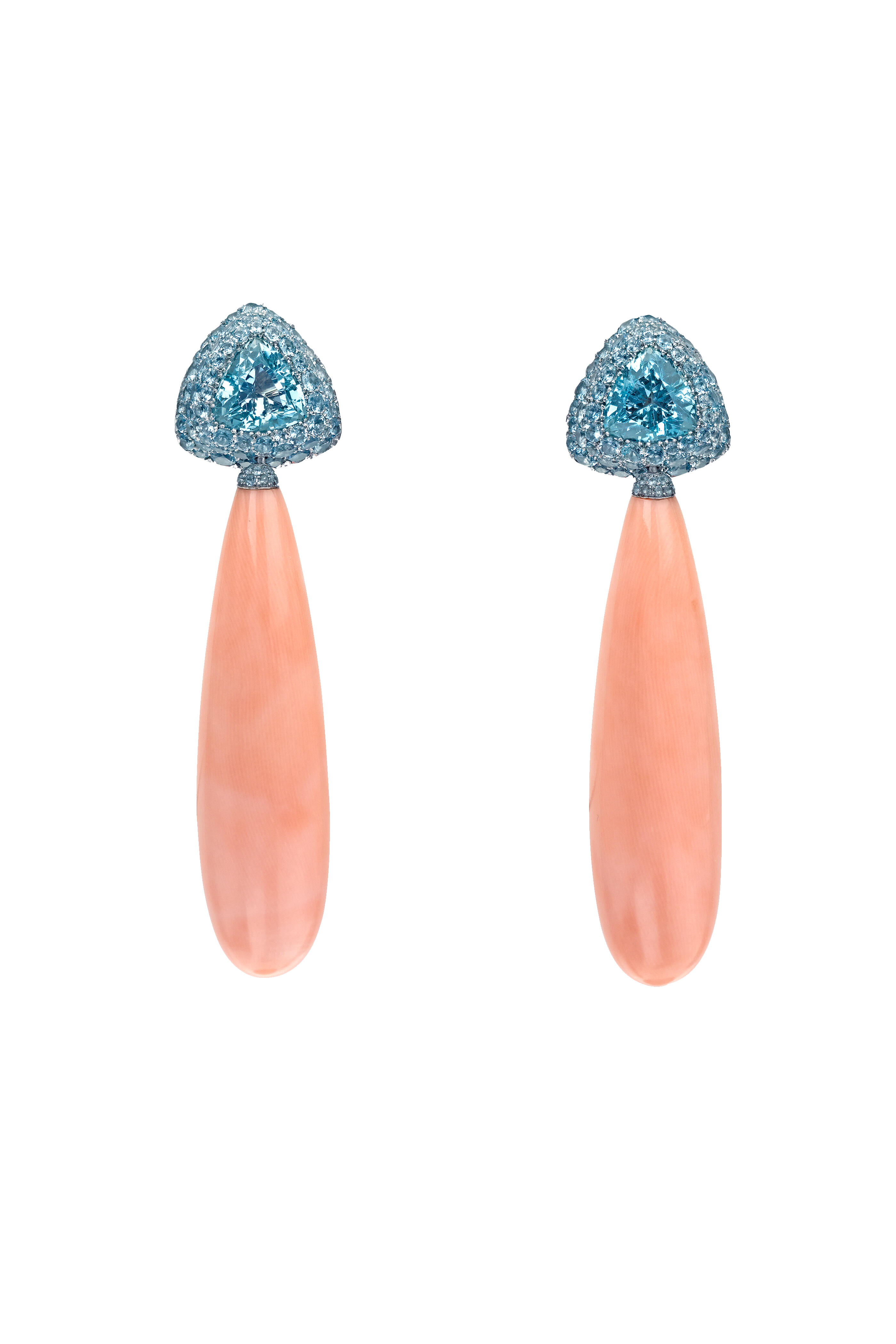 Assael - Angel Skin Coral & Aquamarine Drop Earrings