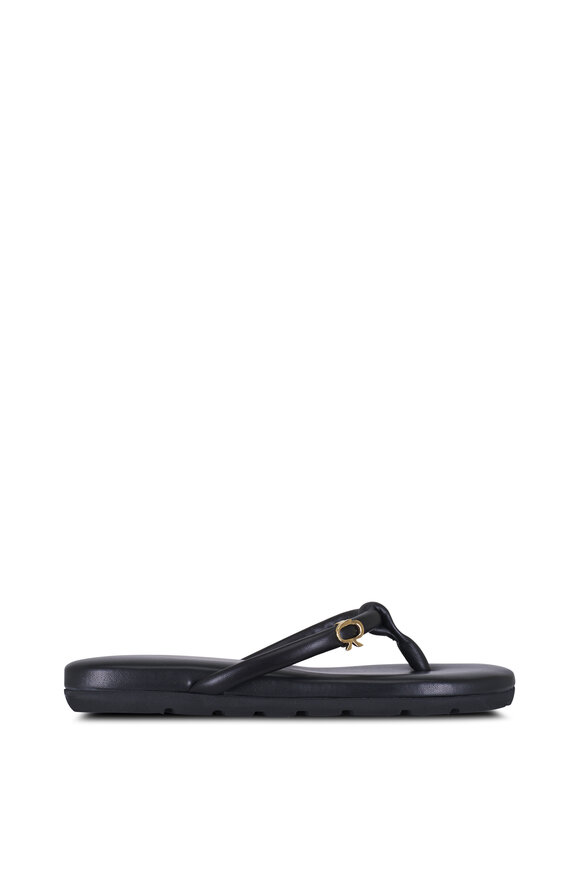 Gianvito Rossi - Fiji Black Leather Flip Flop