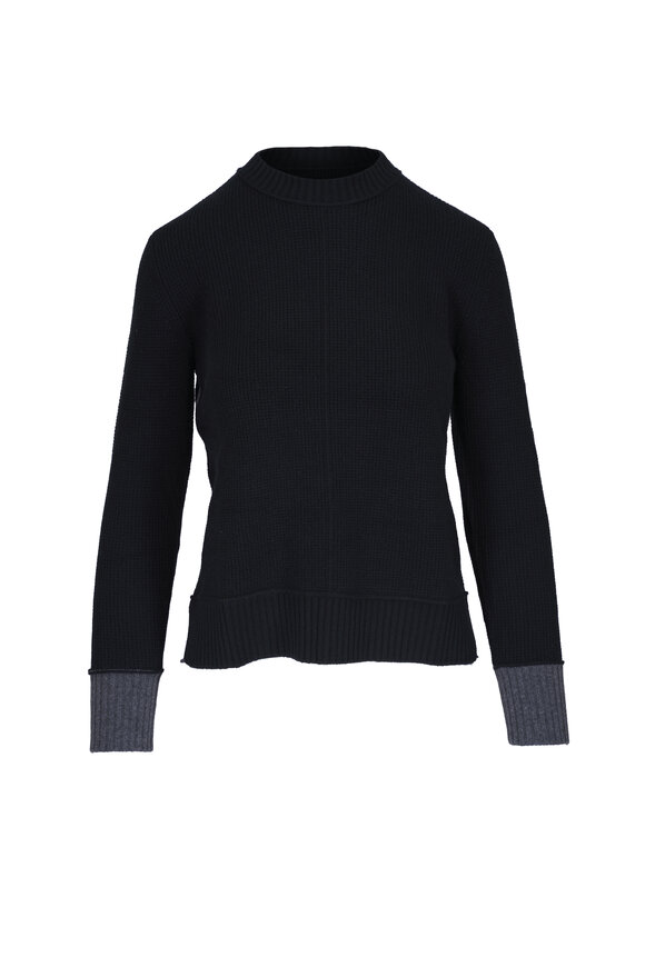 Kinross Contrast Trim Black Thermal Crewneck Sweater