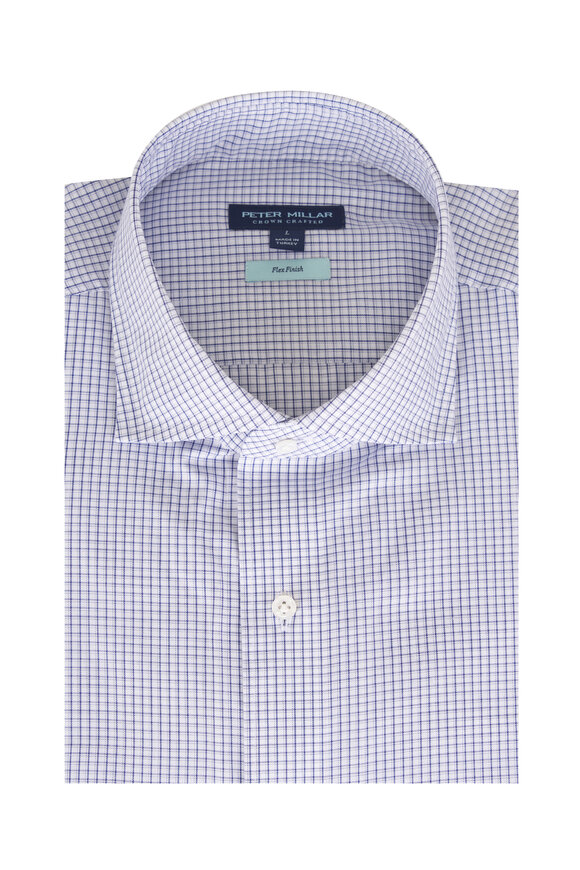 Peter Millar Kenneth Blue Check Cotton Sport Shirt - view 1