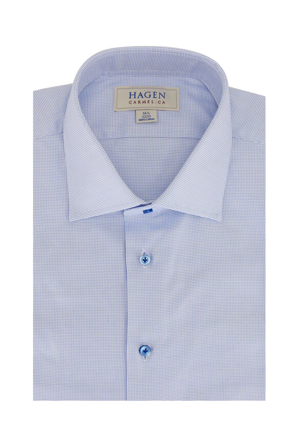 Hagen Shirts Blue & White Mini Basketweave Sport Shirt