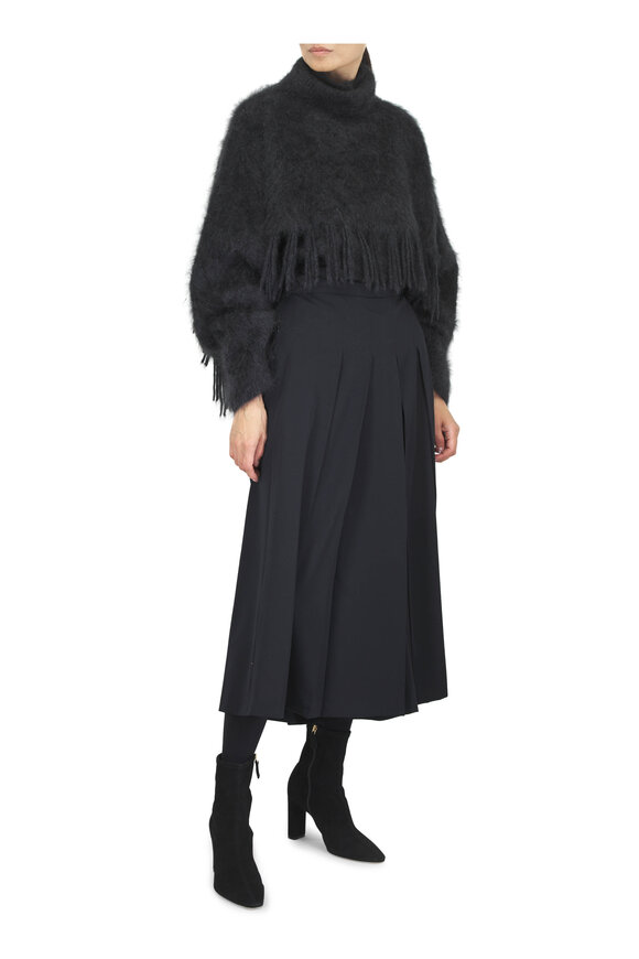 Akris Black Asymmetrical Pleated Front Midi Skort - view 5