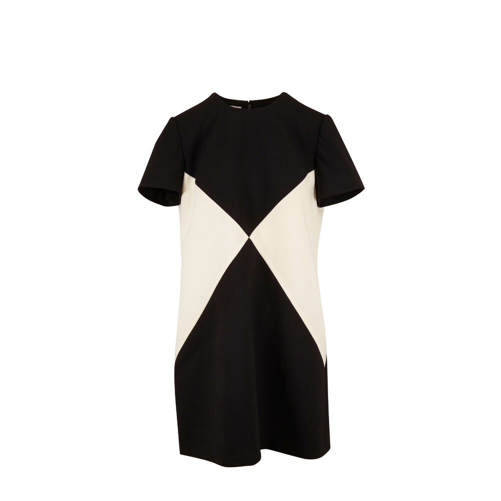 ワンピース VALENTINO FW25 Dresses (7B3VADW59E5 M12) Valentino - Black & White Diamond Print Shift Dress