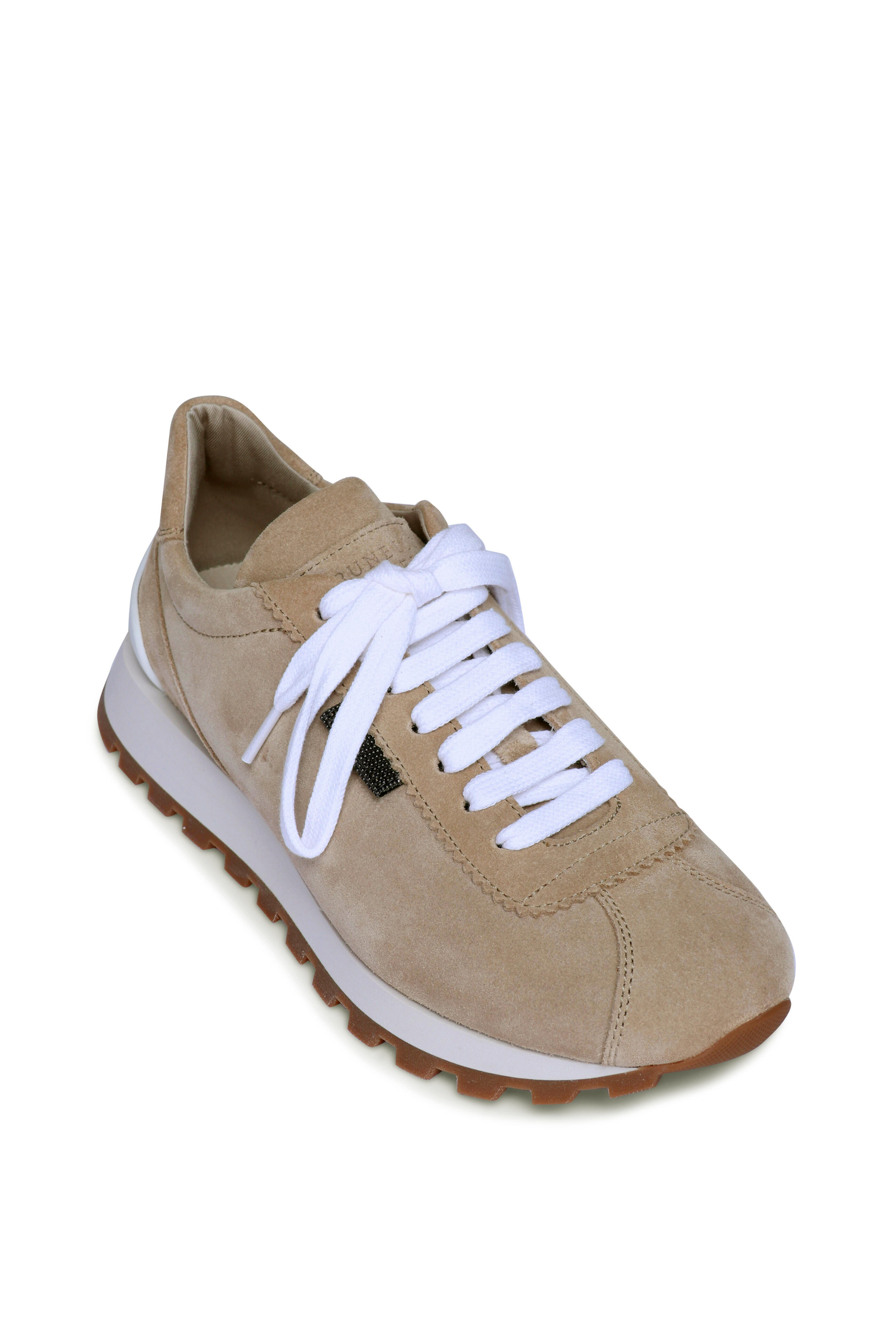 Brunello Cucinelli - Beige Suede Monili Sneaker | Mitchell