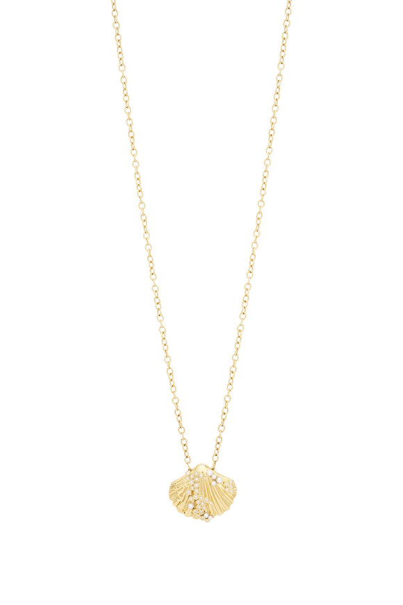 Sydney Evan Yellow Gold Large Scallop Shell Necklace