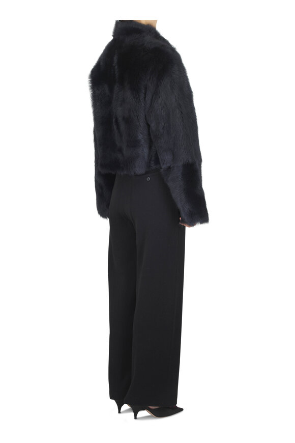 Nour Hammour Cameron Blue Cropped Shearling Jacket - view 4