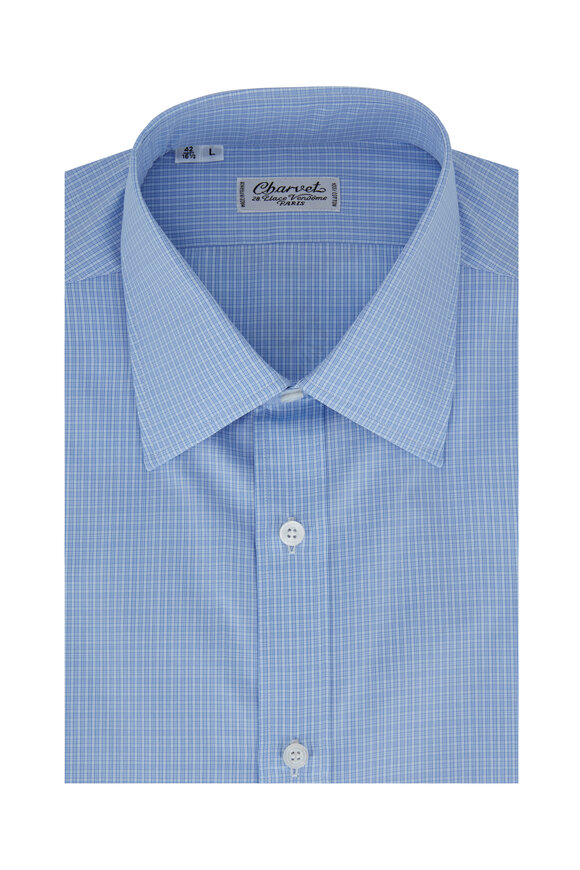 Charvet - Blue Tonal Check Dress Shirt