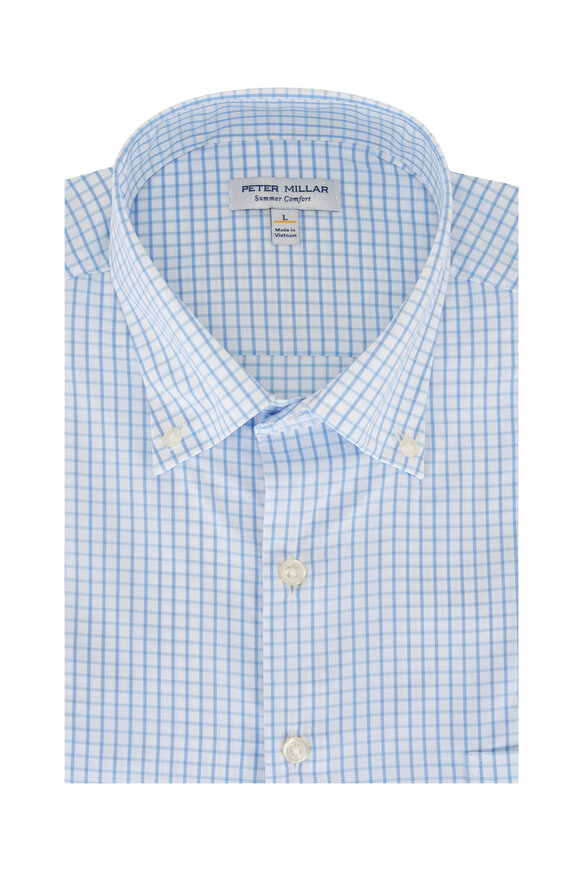 Peter Millar Hanford Cottage Blue Performance Twill Sport Shirt