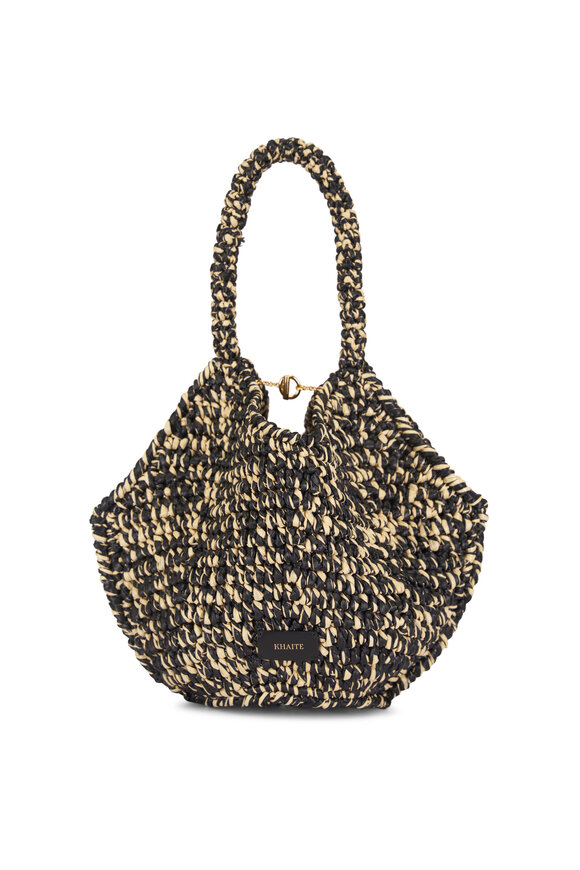Khaite Mini Lotus Black & White Raffia Tote - view 1