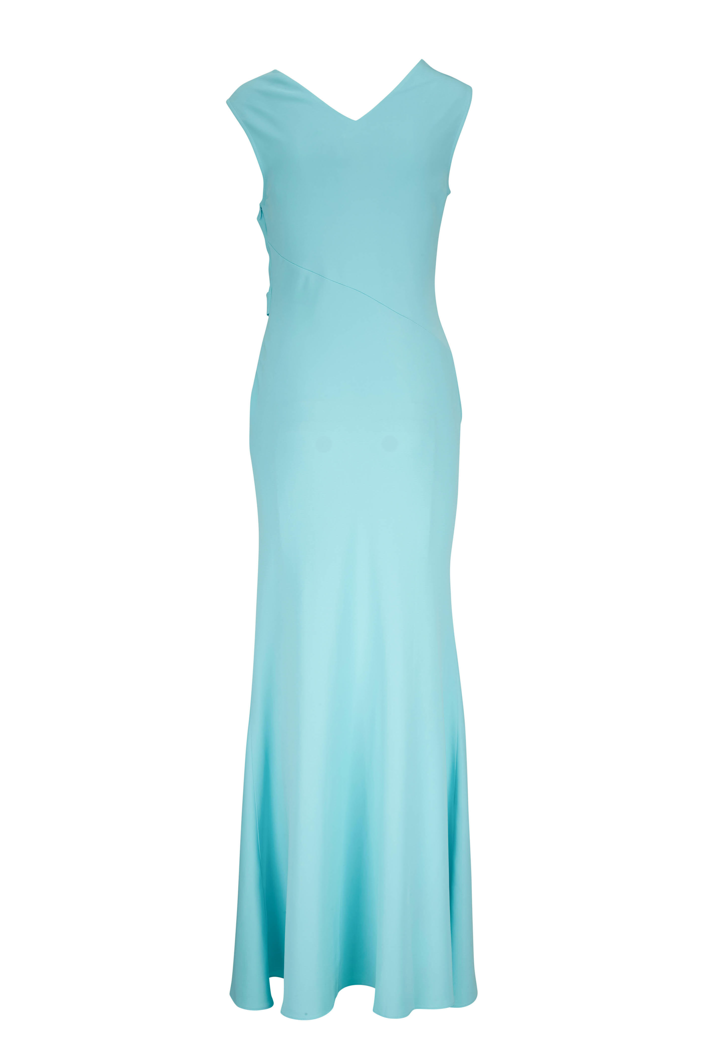 Roland Mouret - Blue Asymmetric Stretch Cady Maxi Dress