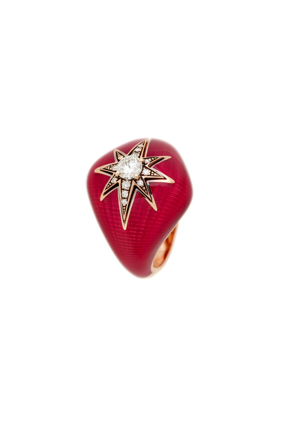 Selim Mouzannar - Aïda Diamond & Enamel 18k Rose Gold Ring