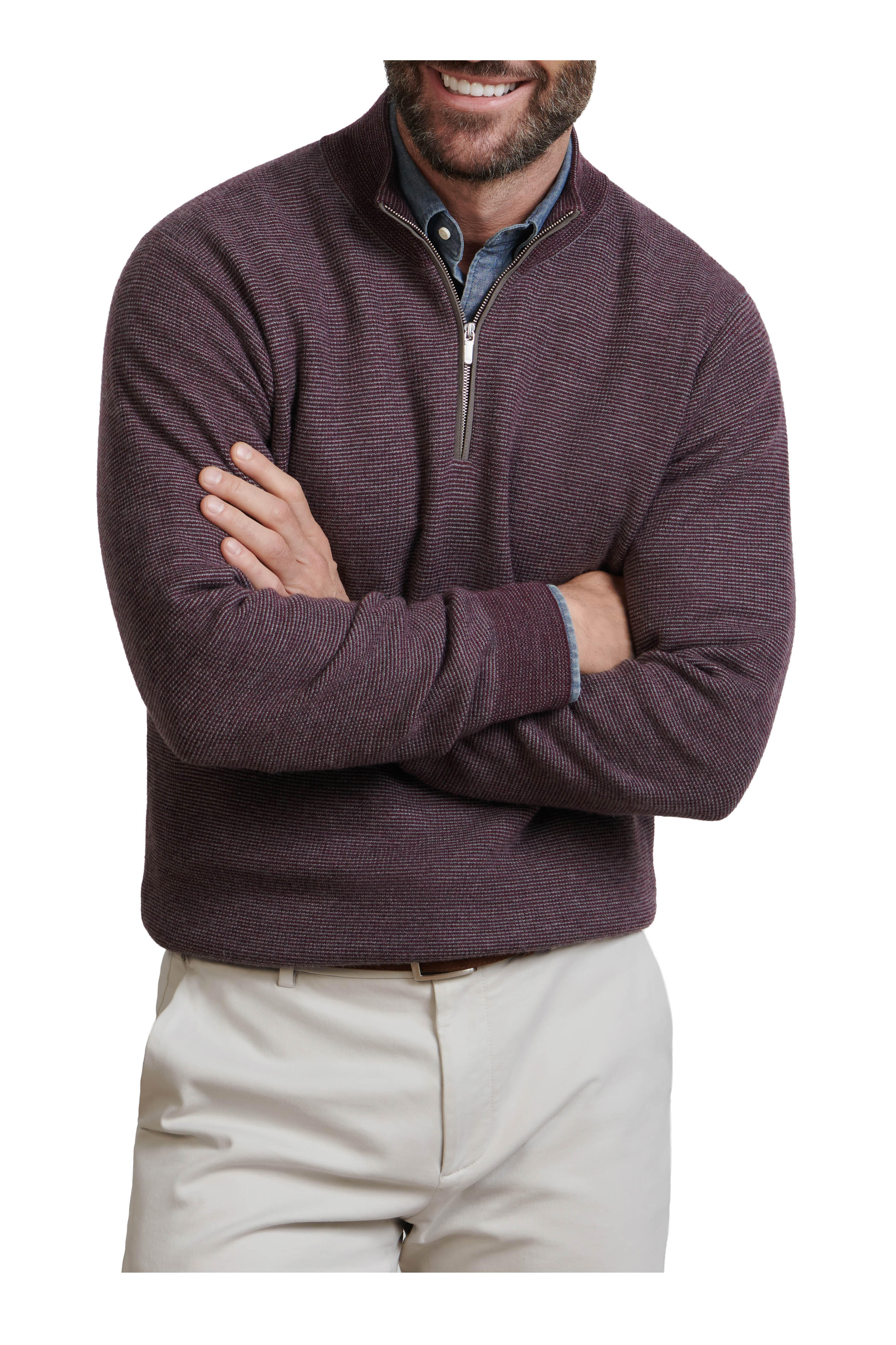 Peter Millar - Autumn Foliage Merino Wool Quarter Zip Pullover