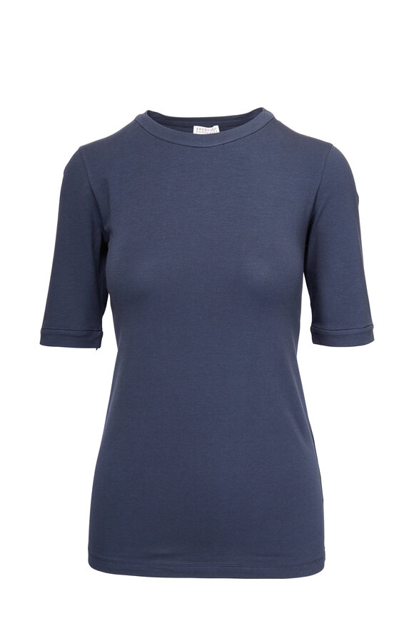 Brunello Cucinelli - Exclusively Ours! Midnight Elbow Sleeve T-Shirt