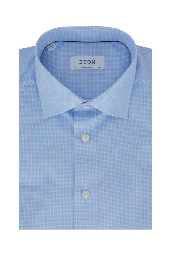 Eton - Blue Micro Print Contemporary Dress Shirt