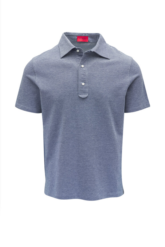 Isaia Navy Cotton Pique Polo